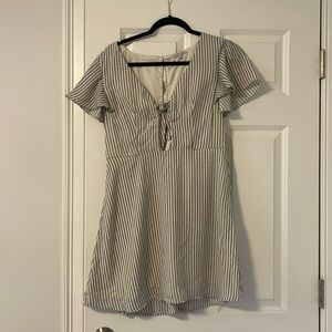 Striped front tie dress
